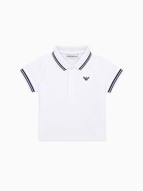 6 months Emporio Armani White Polo Shirt  with Navy Trim